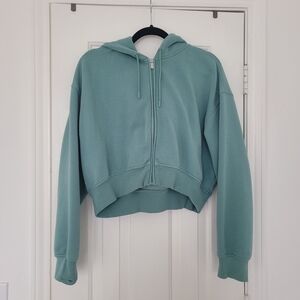 Athleta forever fleece crop full zip hoodie size small juniper